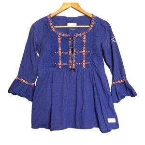 Odd Molly Womens Boho Top Embroidered Details Coquette Babydoll Size 1 S